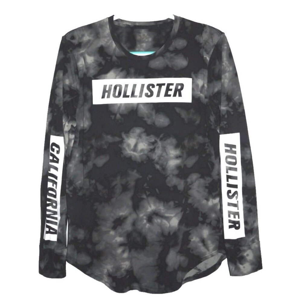 HOLLISTER gray floral camo pattern long sleeve T Shirt tunic style WOMEN'S M